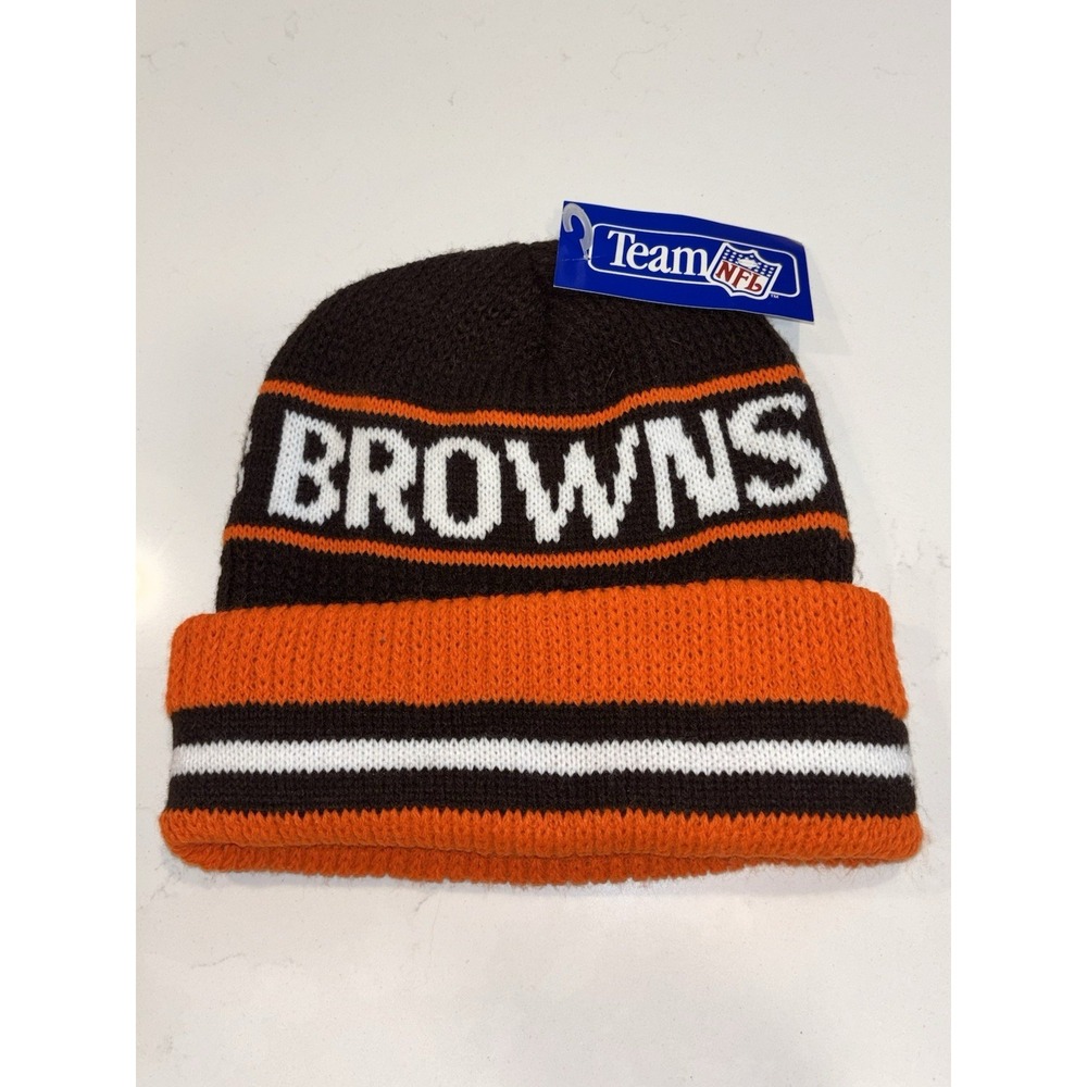 Vintage NOS NFL Cleveland Browns Orange Brown Knit Cap Beanie Hat Adult Unisex